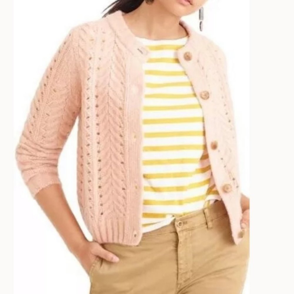 NWT POINT SUR J Crew Pointelle Knit Cardigan - Picture 1 of 13